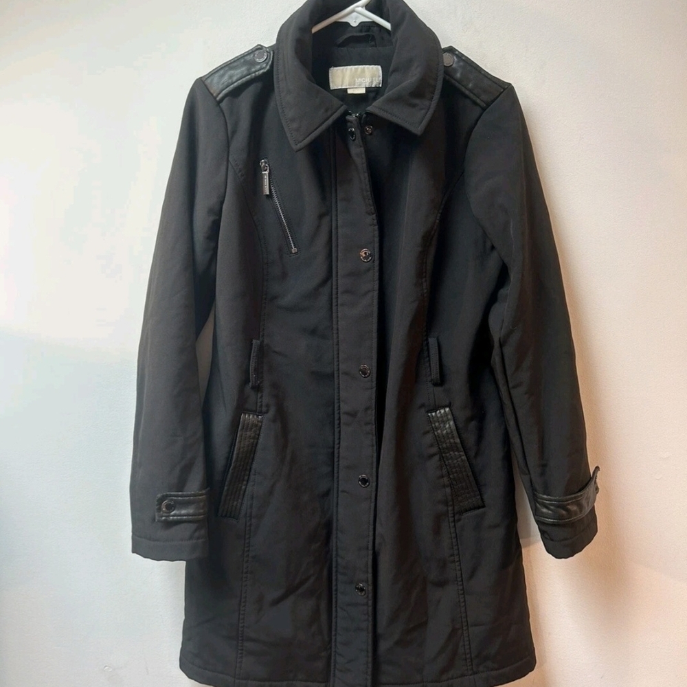 Michael Kors Women's L Black Hooded Water Resistant Coat Parka